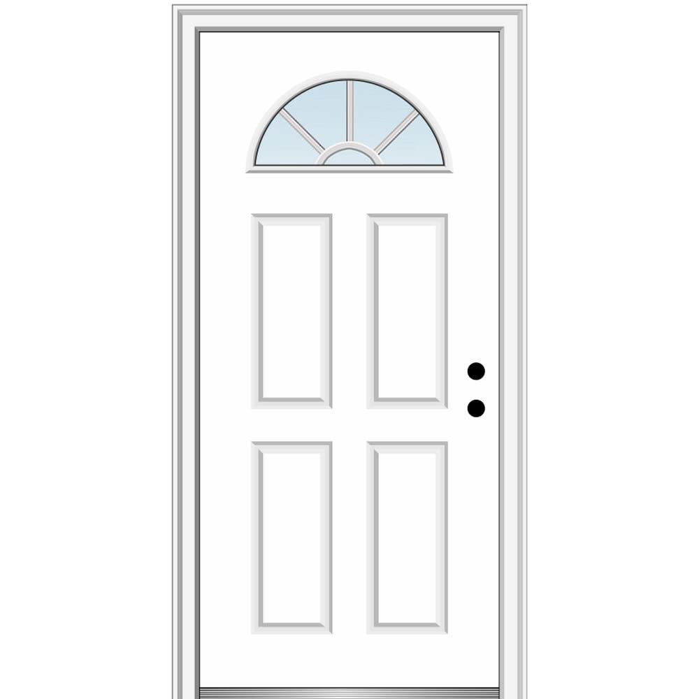 Steel Primed Left-Hand Inswing 1/4 Lite 4-Panel Prehung Front Door 36" x 80" Z183112