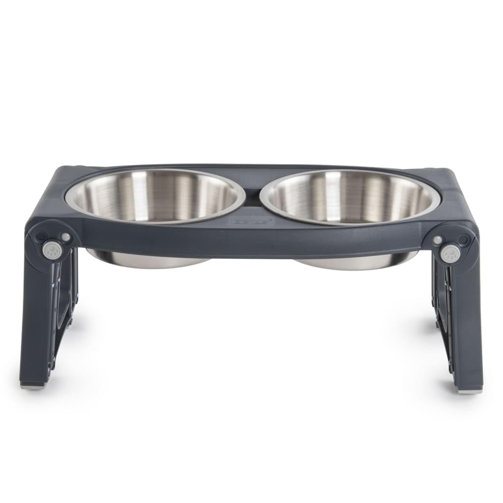 Adjustable Height Double Pet Feeder with Stainless Steel Bowls Q3797