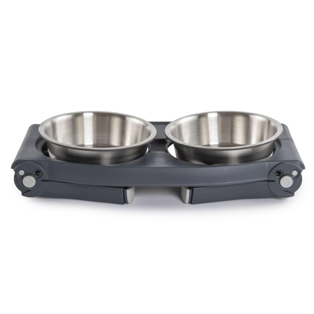Adjustable Height Double Pet Feeder with Stainless Steel Bowls Q3797