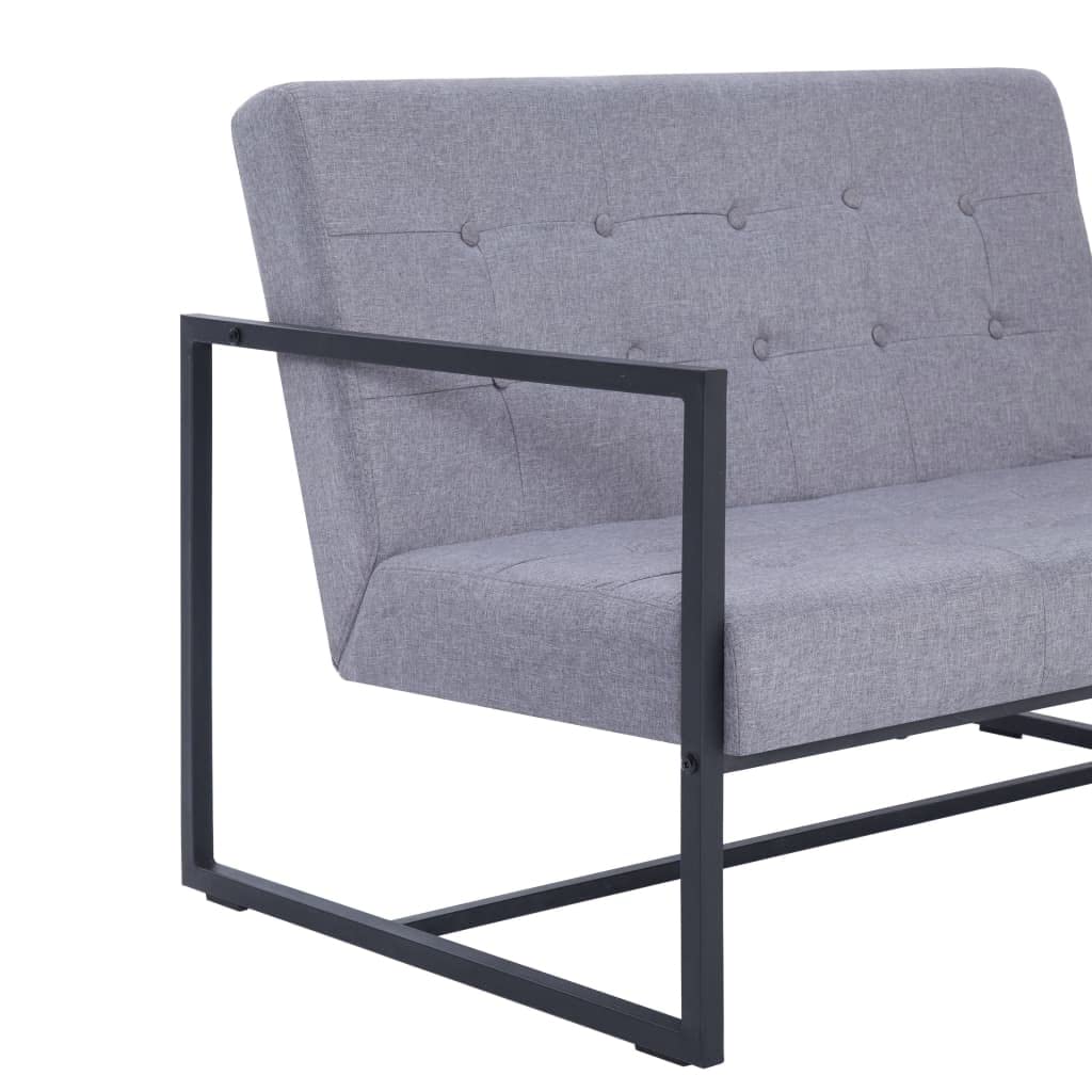 Light Gray Fabric 2-Seater Sofa with Armrests W3855