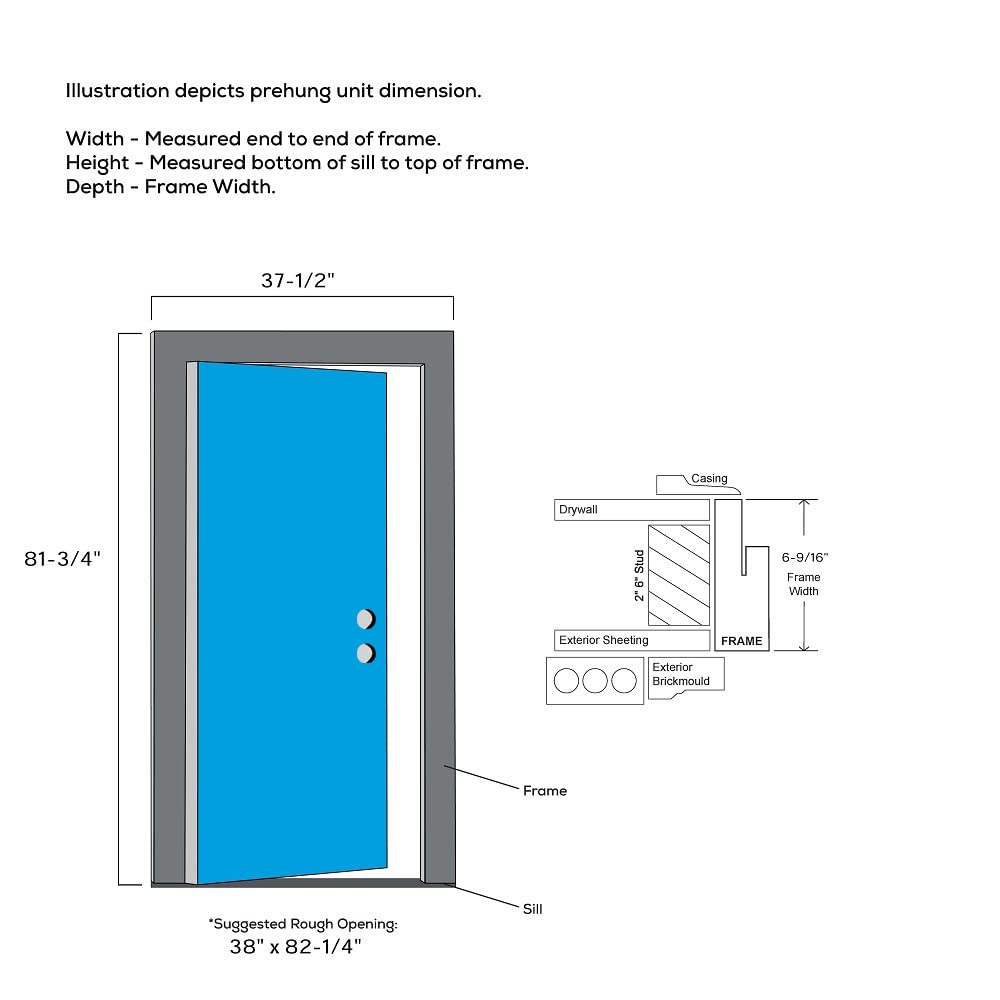 Steel Primed Left-Hand Inswing 1/4 Lite 4-Panel Prehung Front Door 36" x 80" Z183112
