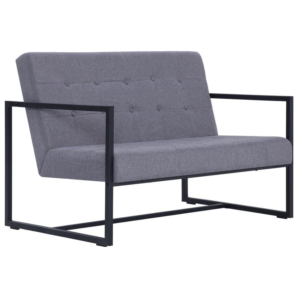 Light Gray Fabric 2-Seater Sofa with Armrests W3855