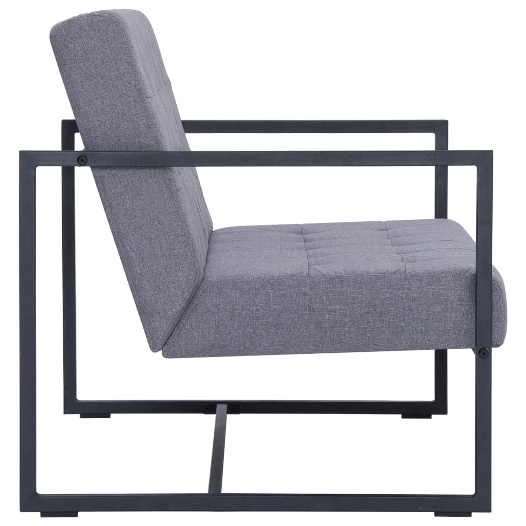Light Gray Fabric 2-Seater Sofa with Armrests W3855
