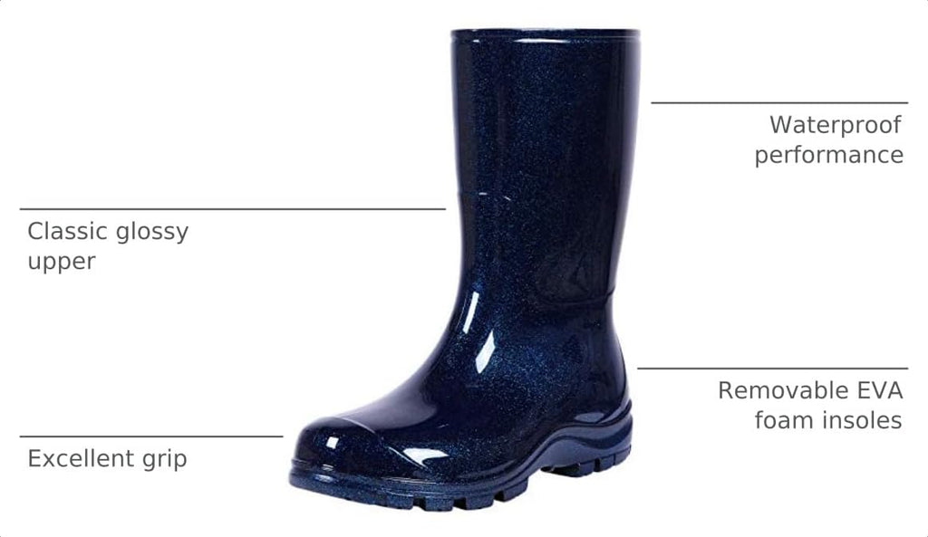Women's Mid Calf Waterproof Rubber Rain Boots X416