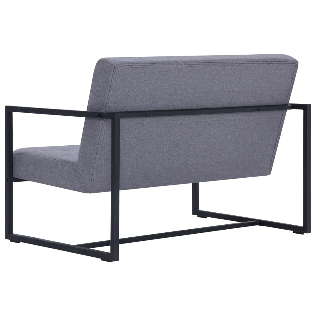 Light Gray Fabric 2-Seater Sofa with Armrests W3855