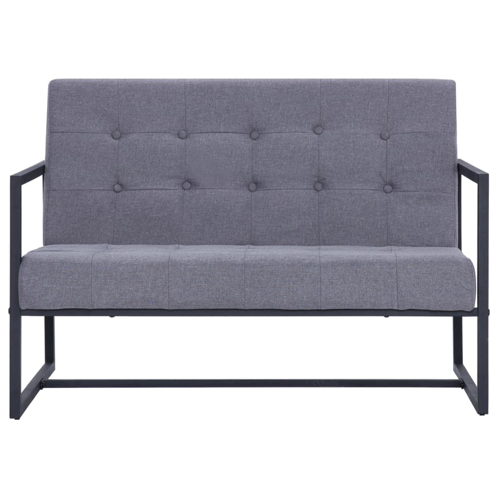 Light Gray Fabric 2-Seater Sofa with Armrests W3855