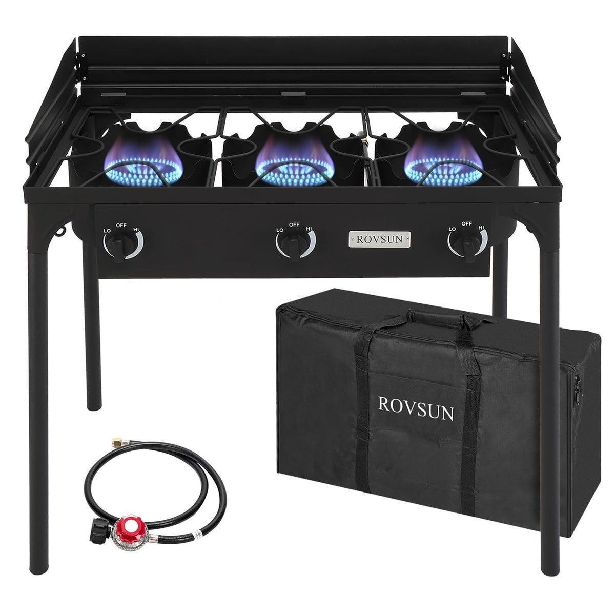 3 Burner Outdoor Propane Gas Stove with Windpanel U43044