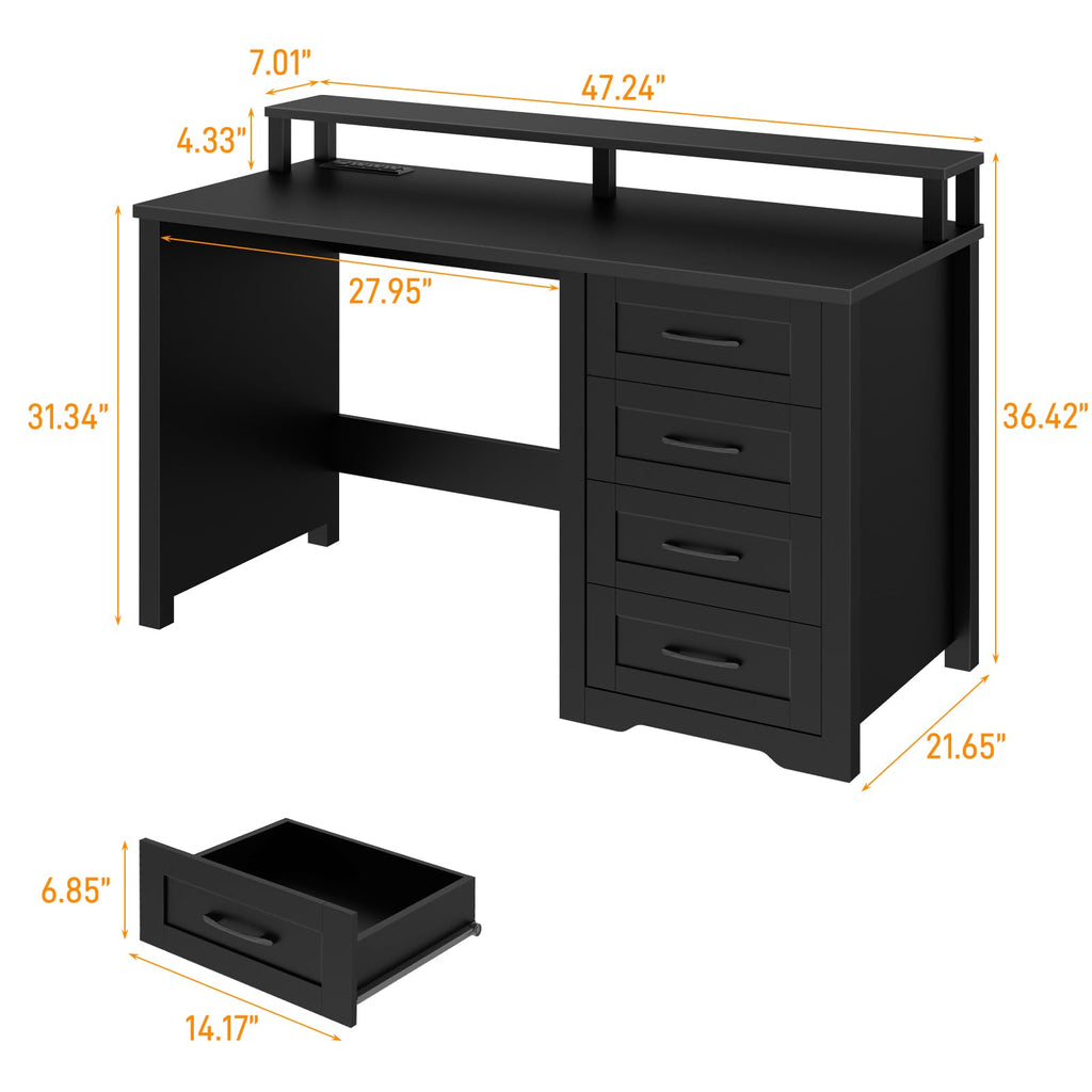 47" Farmhouse Executive Desk with 4 Drawers B9903