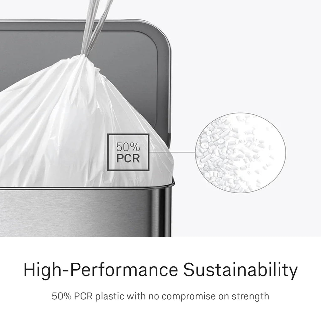 100 Count Drawstring Kitchen Trash Bags, 30-35 Liter / 8-9 Gallon, White L6329