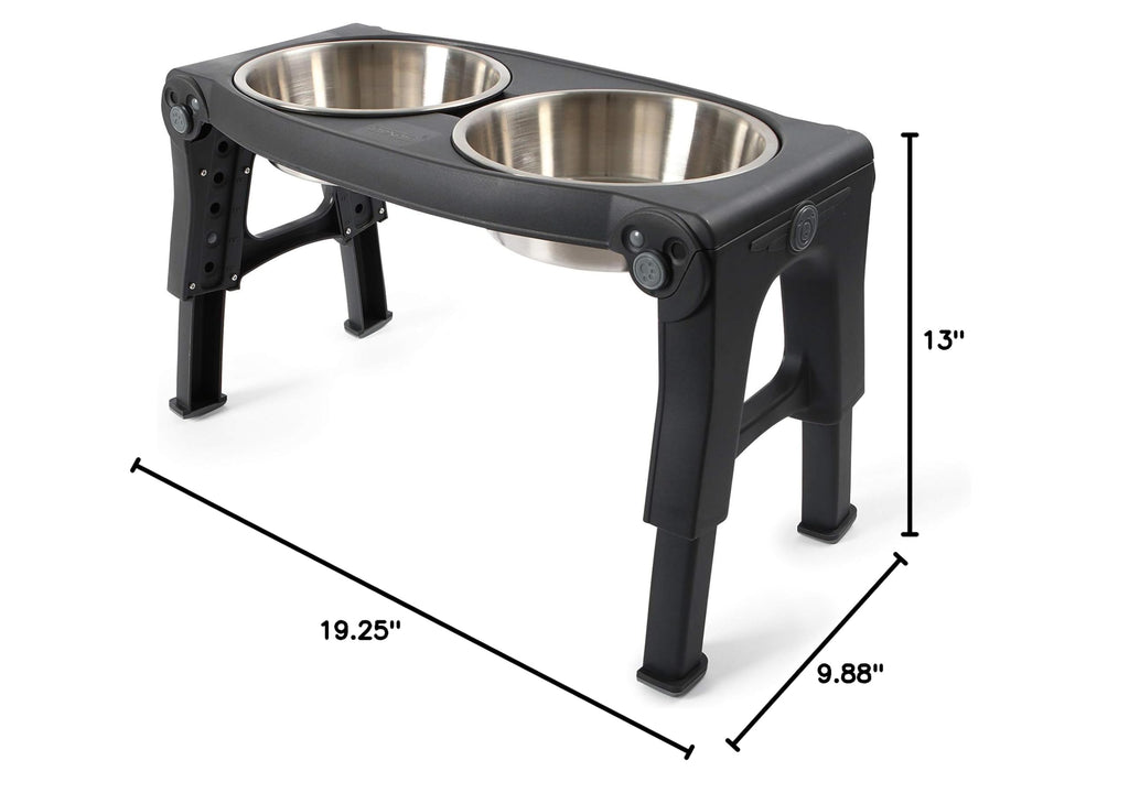 Adjustable Height Double Pet Feeder with Stainless Steel Bowls Q3797