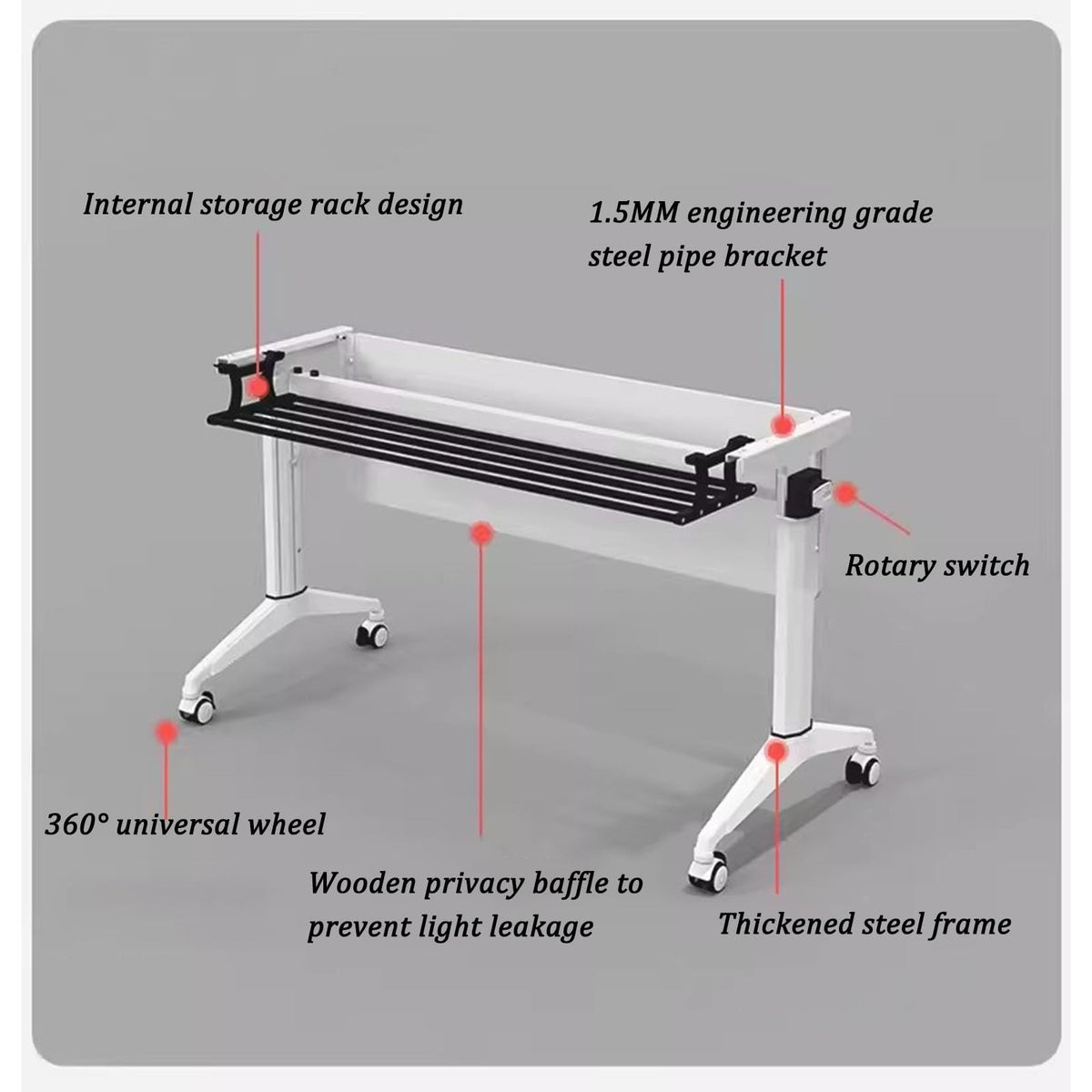 Wooden Folding Table with 360° Wheels O623527