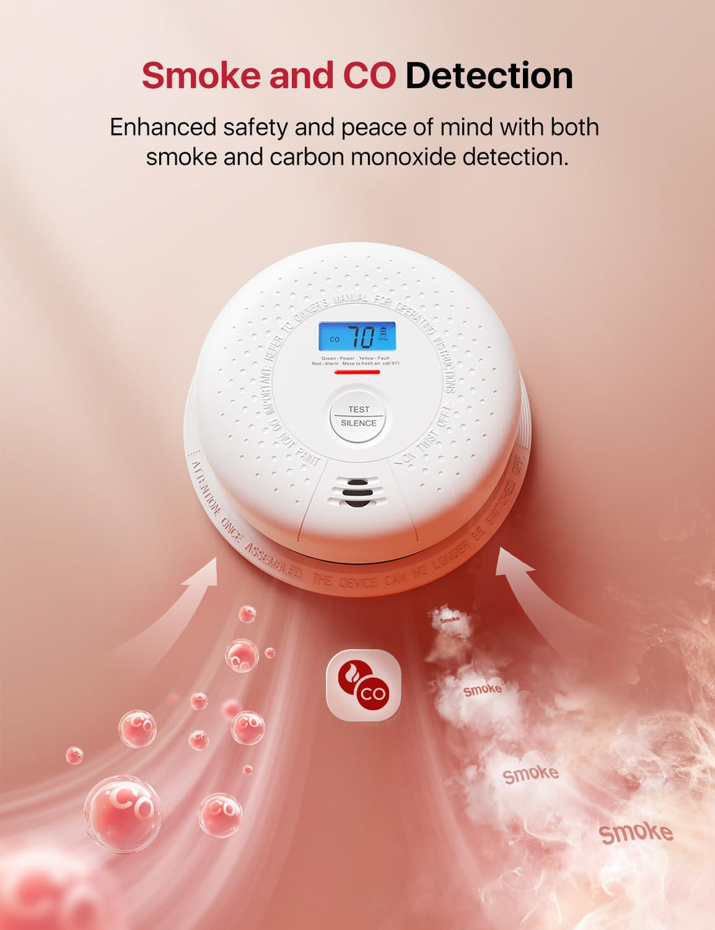 Wireless Interconnected Combination Smoke & CO Alarm 3-Pack A68468