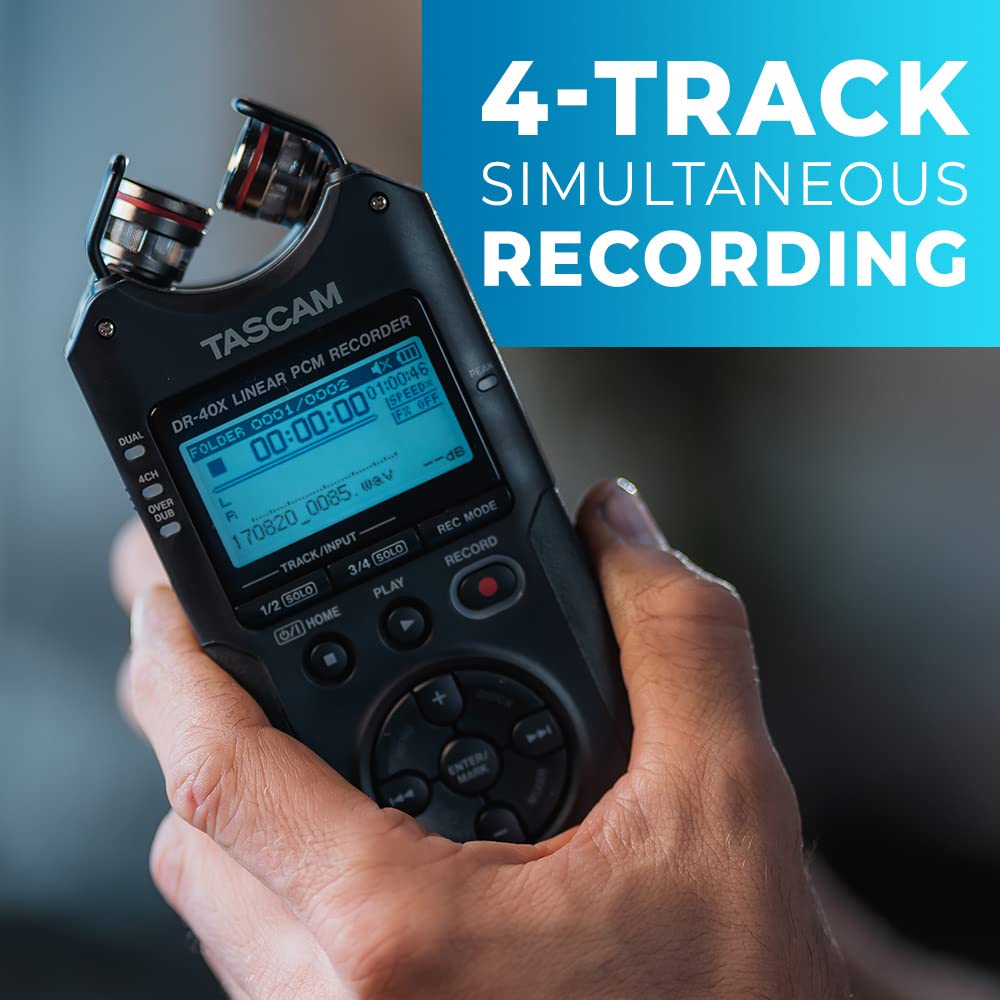 4-Track Portable Handheld Field Recorder with 2 XLR/TRS Inputs H37555
