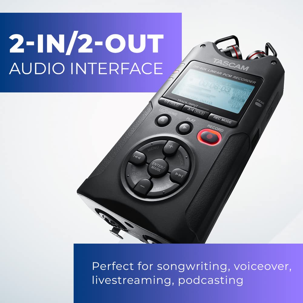 4-Track Portable Handheld Field Recorder with 2 XLR/TRS Inputs H37555
