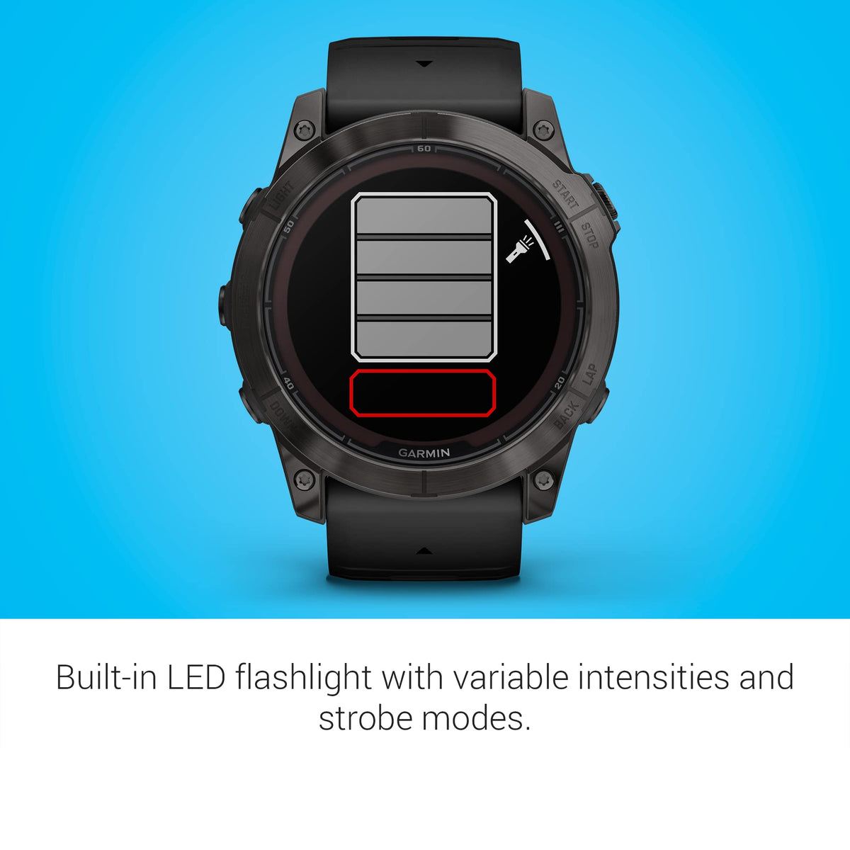 Multisport GPS Smartwatch with Flashlight, Solar Charging, Black Q194978