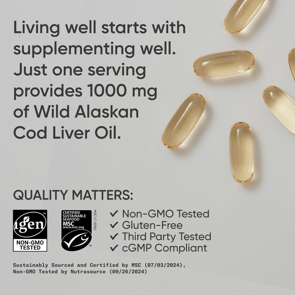 Omega-3 Cod Liver Oil 1000mg, Vitamin D 5000iu, Vitamin K 100mcg, Turmeric Curcumin Multivitamins T119027