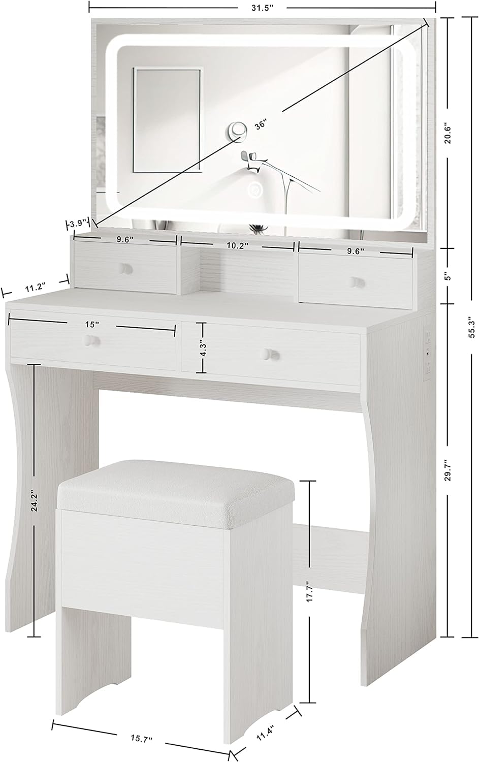 Vanity Desk with Charging Station Y75972