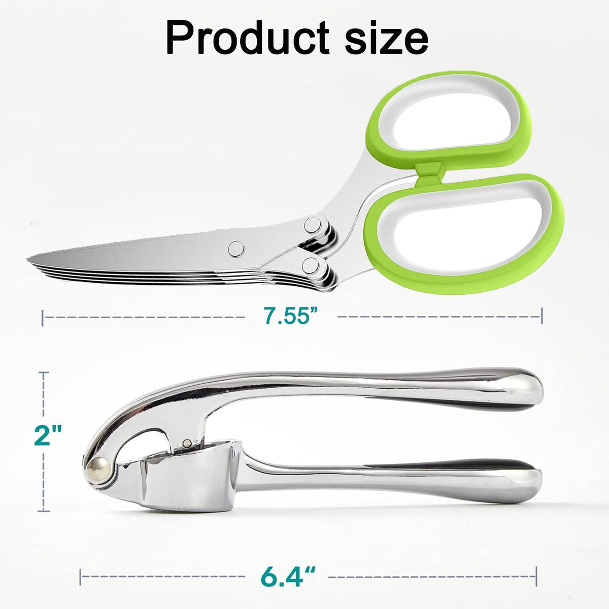 Stainless Steel 2 in 1 Garlic Press and Herb Scissors C899