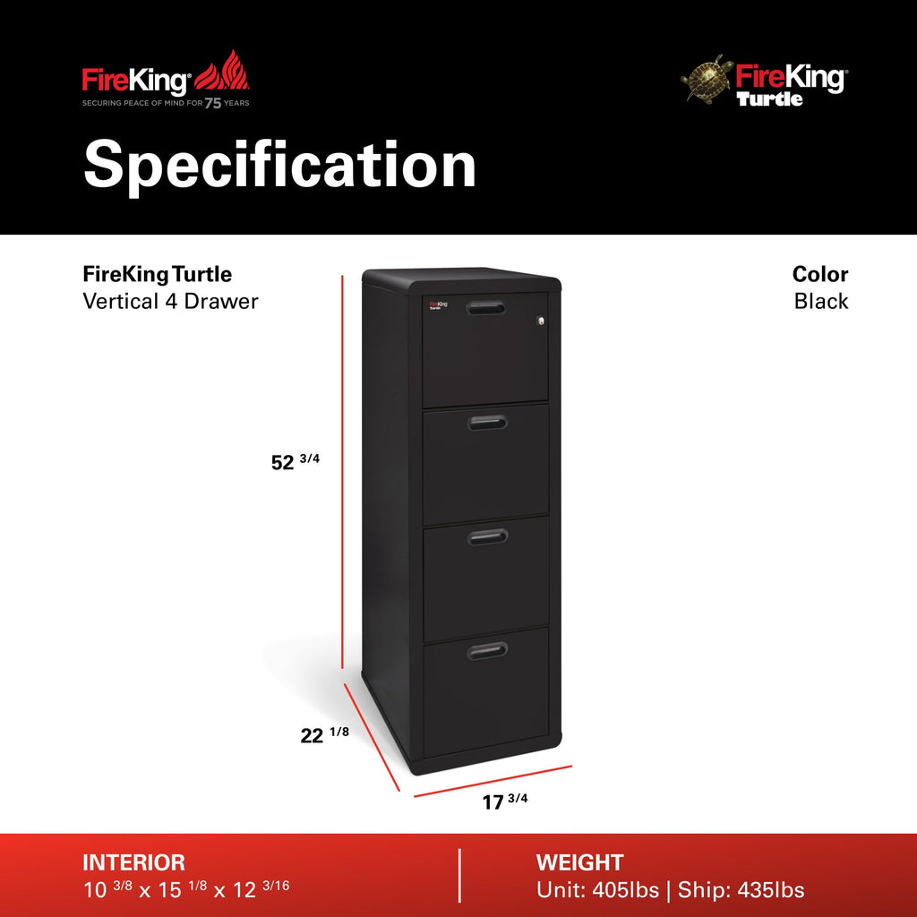 Black 4 Drawer Fire Rated File Cabinet F25564