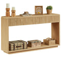 59" Oak Console Table with 2 Drawers and Open Shelf D208