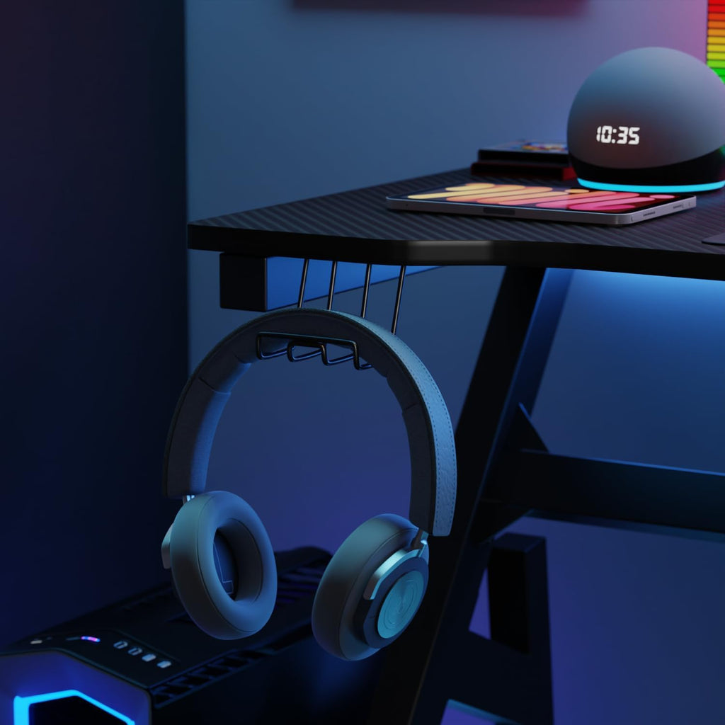 47 Inch Carbon Fiber Gaming Desk with Cup Holder and Headphone Hook N906147