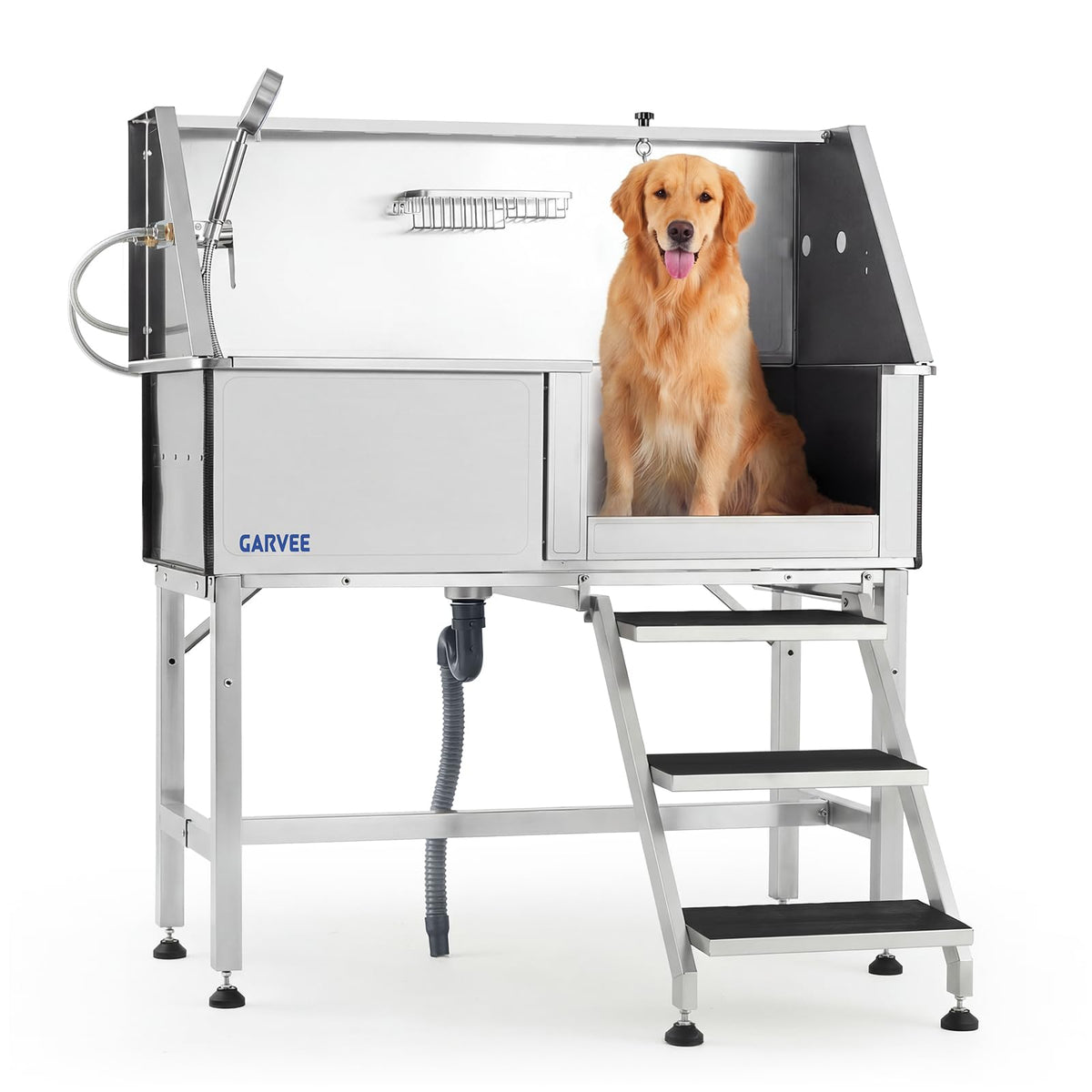 46 Inch Stainless Steel Dog Washing Station with Access Stairs K217423