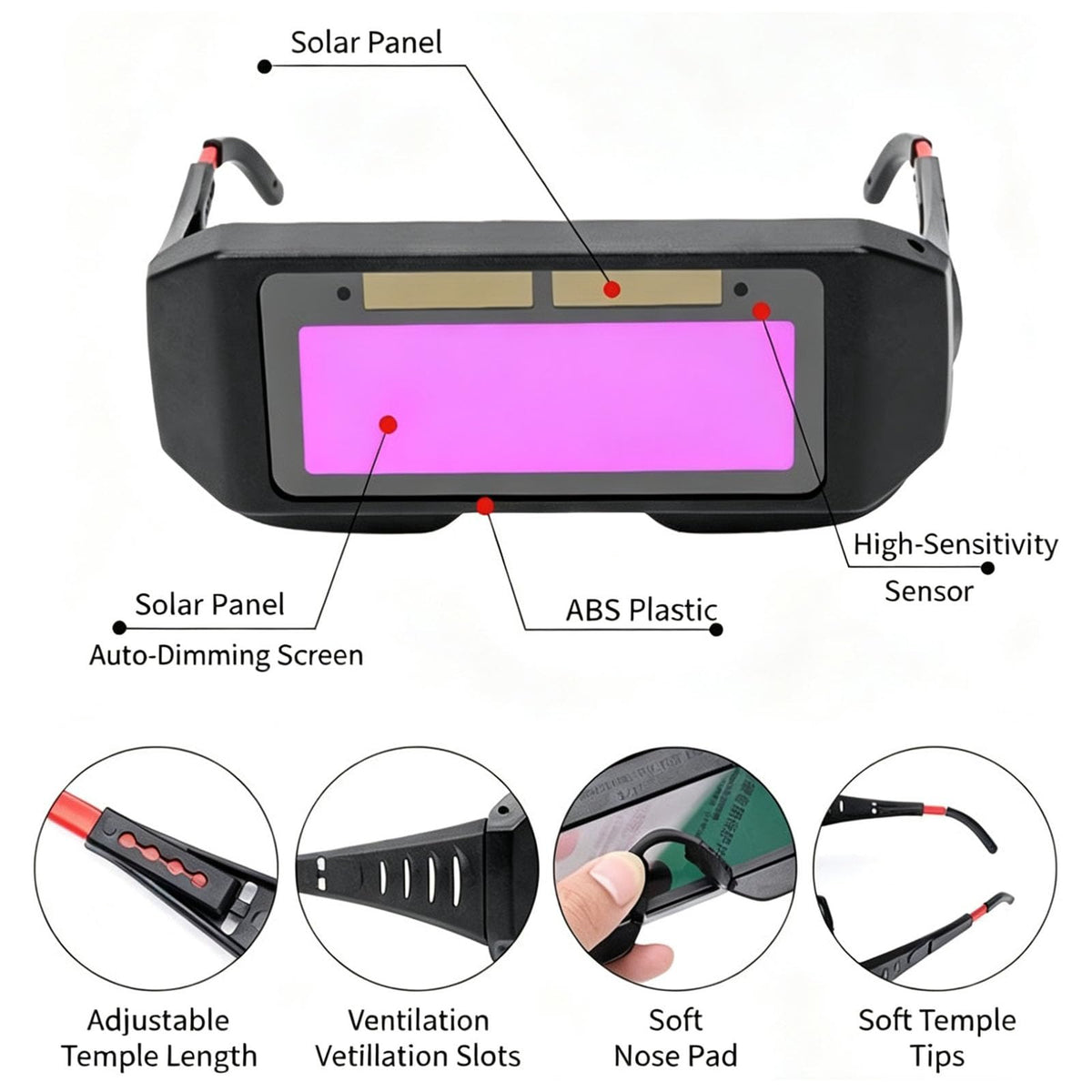 Auto Darkening Welding Glasses with Elastic Strap A5104