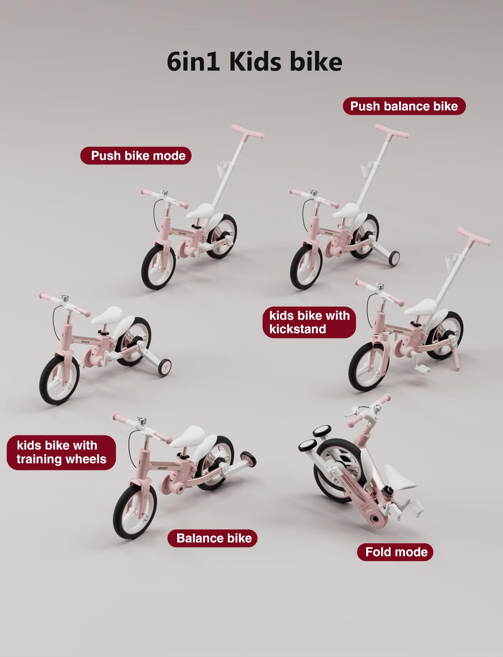6 in 1 Toddler Bike with Push Handle M876
