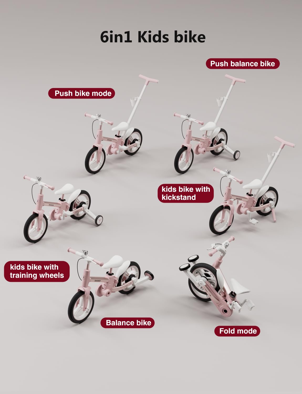 6 in 1 Toddler Bike with Push Handle M876