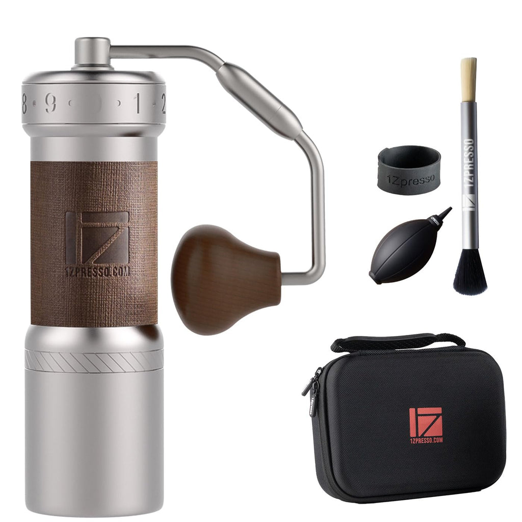 Manual Coffee Grinder Silver with Carrying Case Stainless Steel Conical Burr D8053