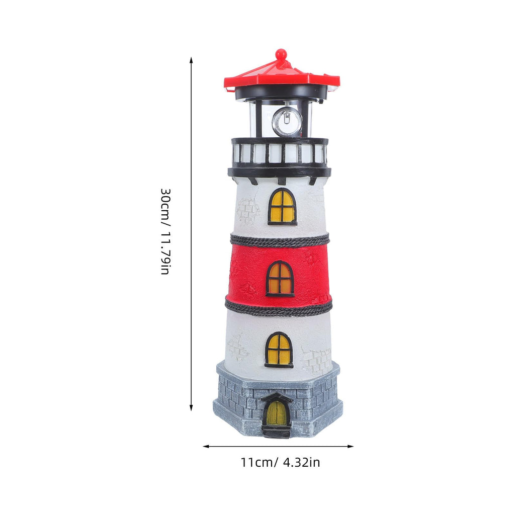 Solar Powered Waterproof LED Lighthouse Garden Statue N933163