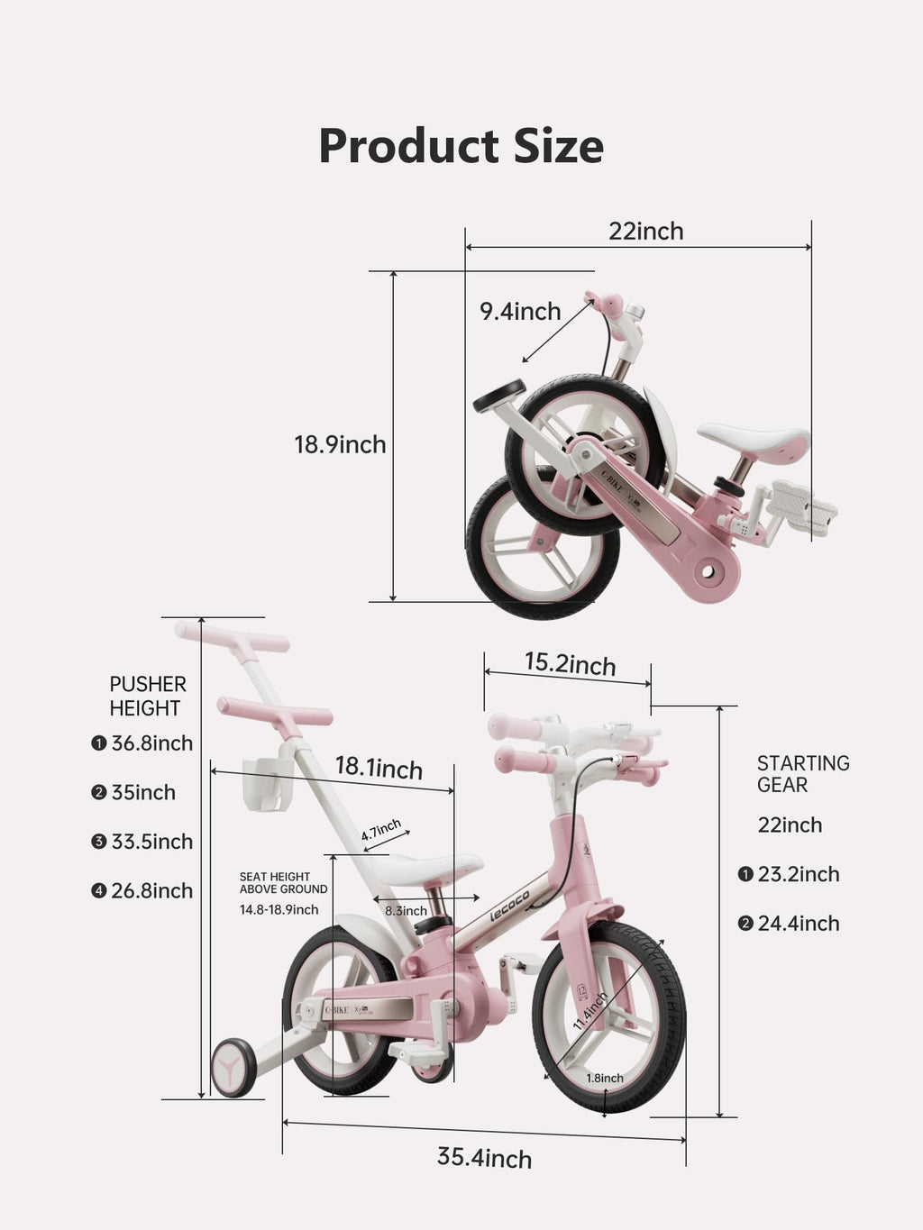 6 in 1 Toddler Bike with Push Handle M876