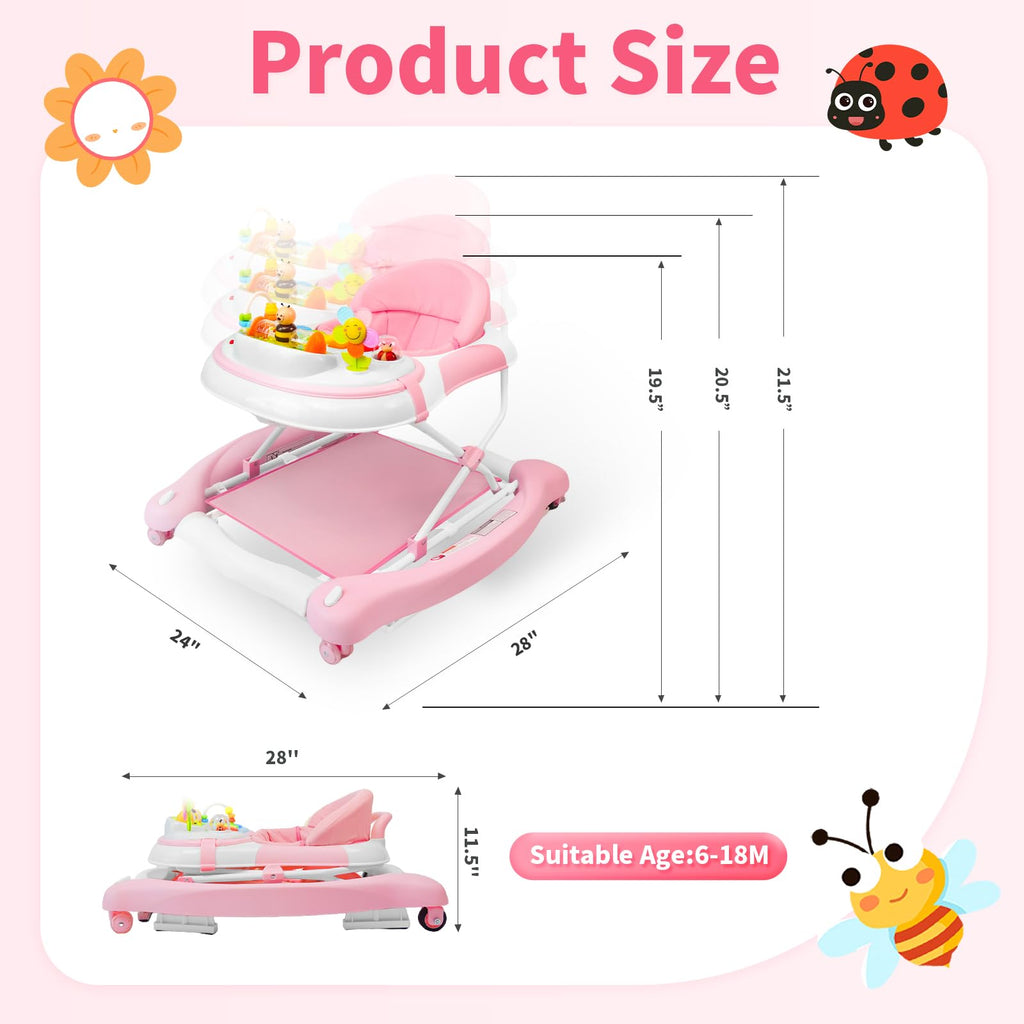 5 in 1 Foldable Baby Walker with Wheels and Bouncer N49223
