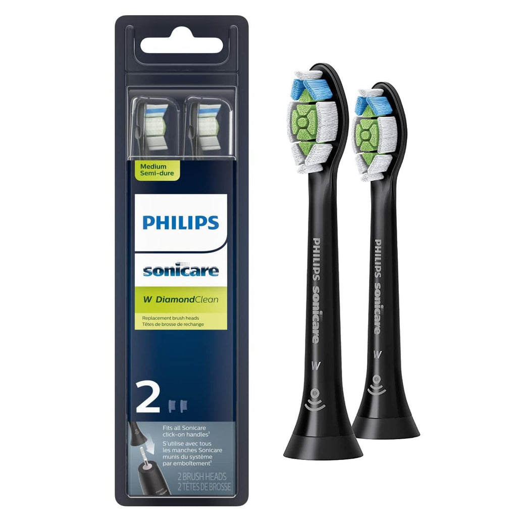 White and Black Replacement Toothbrush Heads, 2 Brush Heads Y491