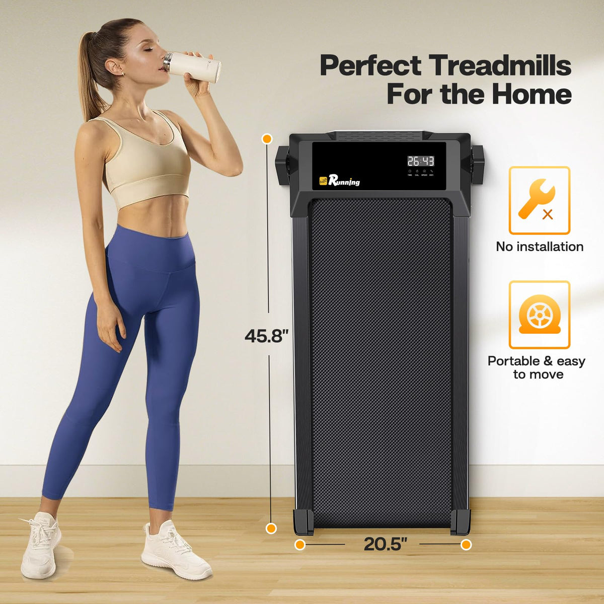 Under Desk Treadmill 2.5HP 265 lbs Weight Capacity A618