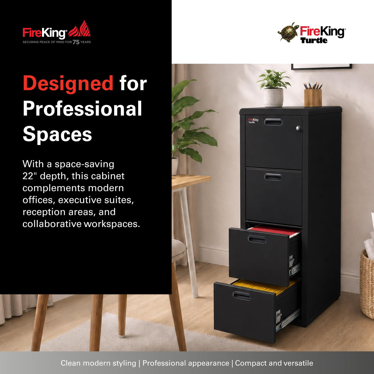 Black 4 Drawer Fire Rated File Cabinet F25564