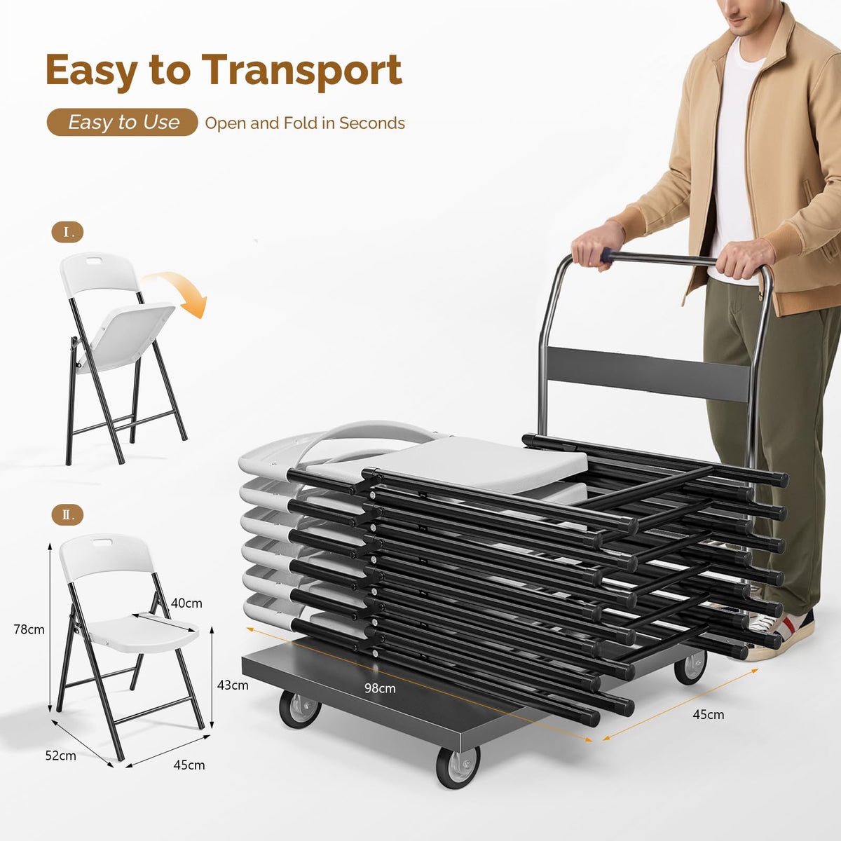 White Plastic Folding Chairs 10-Pack N768