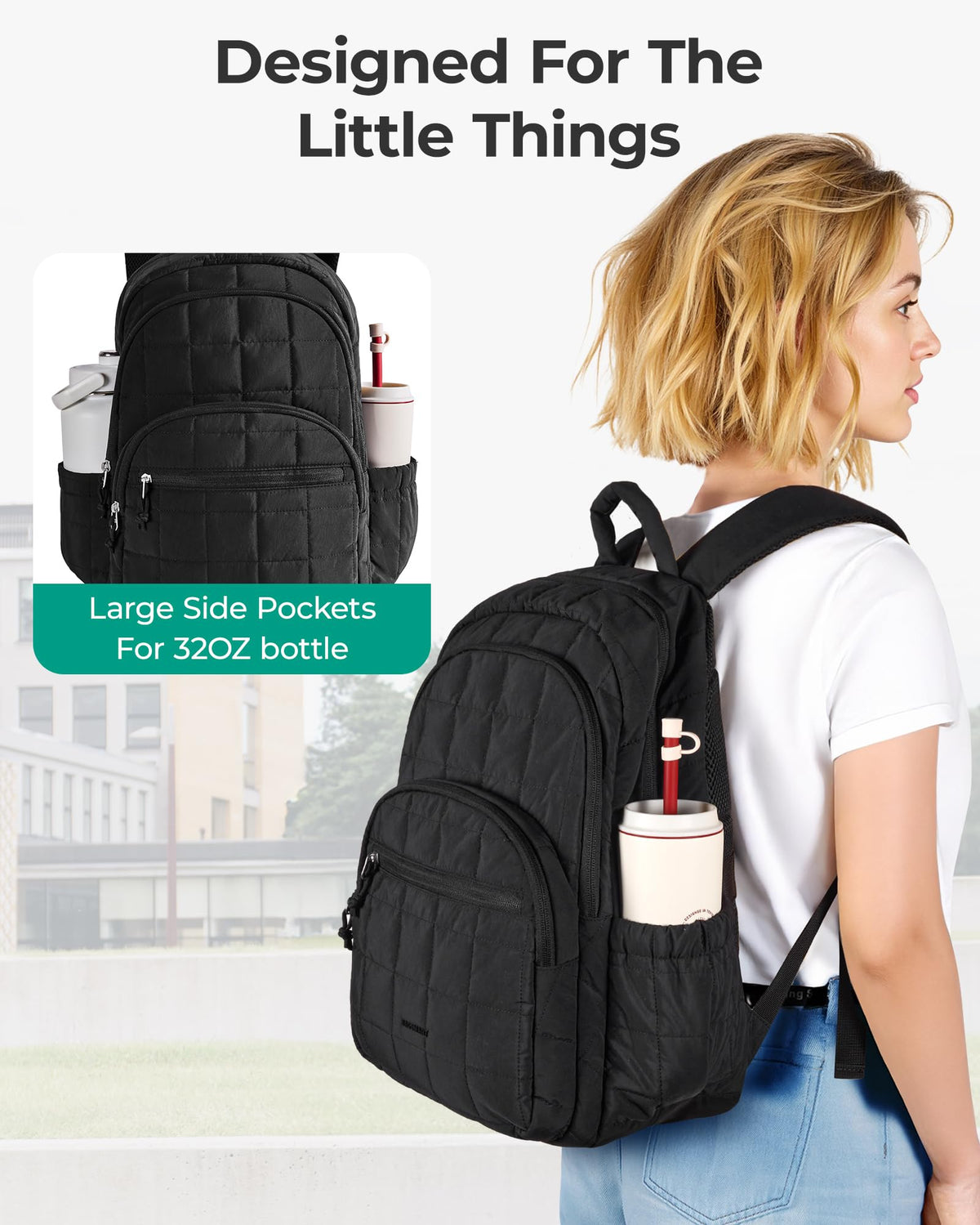 Black 15.6" Laptop Travel Backpack V748