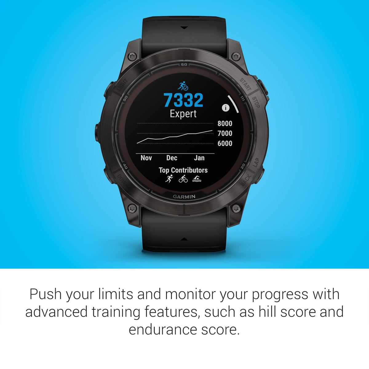 Multisport GPS Smartwatch with Flashlight, Solar Charging, Black Q194978