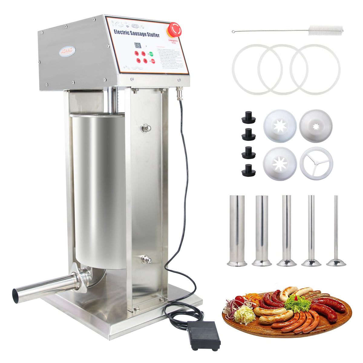 30LB Stainless Steel Electric Sausage Stuffer with 5 Stuffing Tubes P610