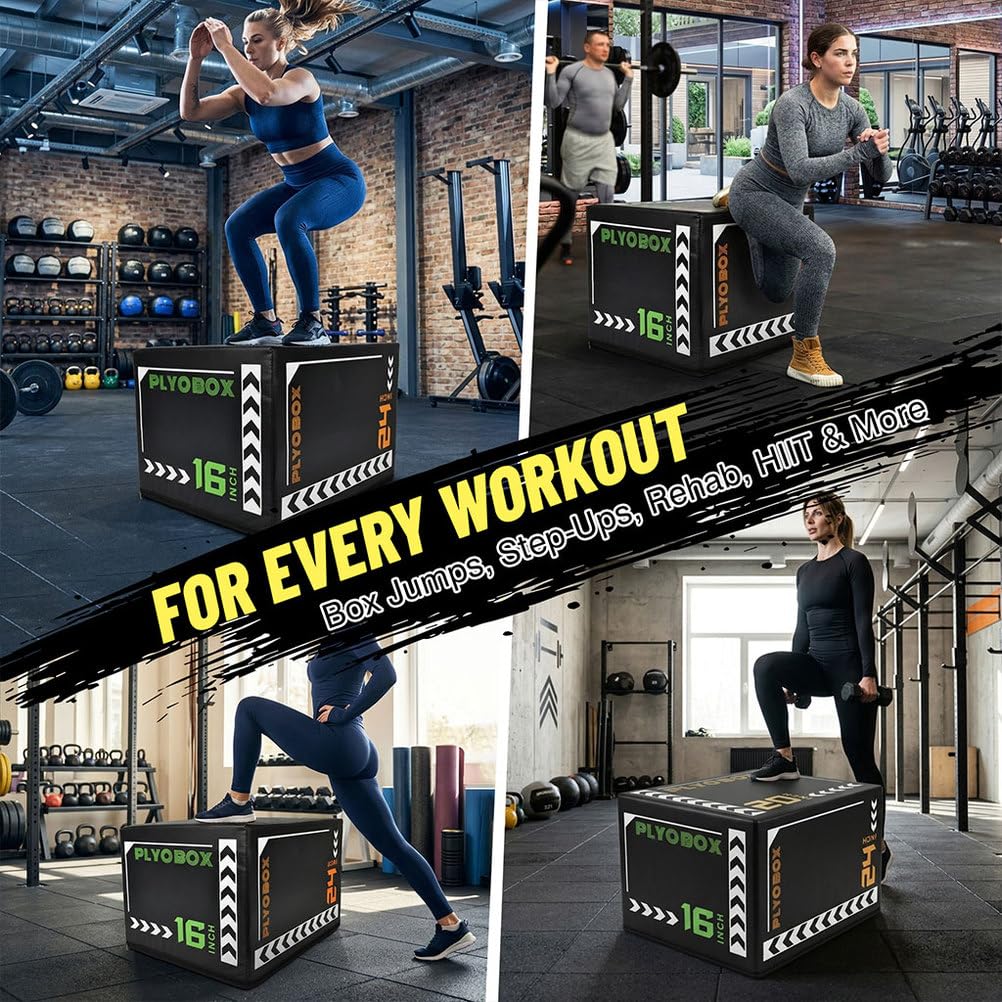 3-in-1 Foam Plyometric Jump Box, 16/20/24 Inch I391