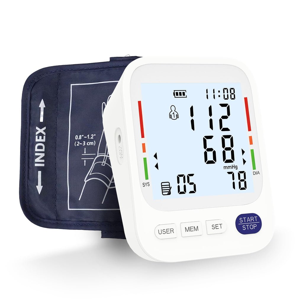 Upper Arm Blood Pressure Monitor with Large LCD Display and Wide Cuff D338