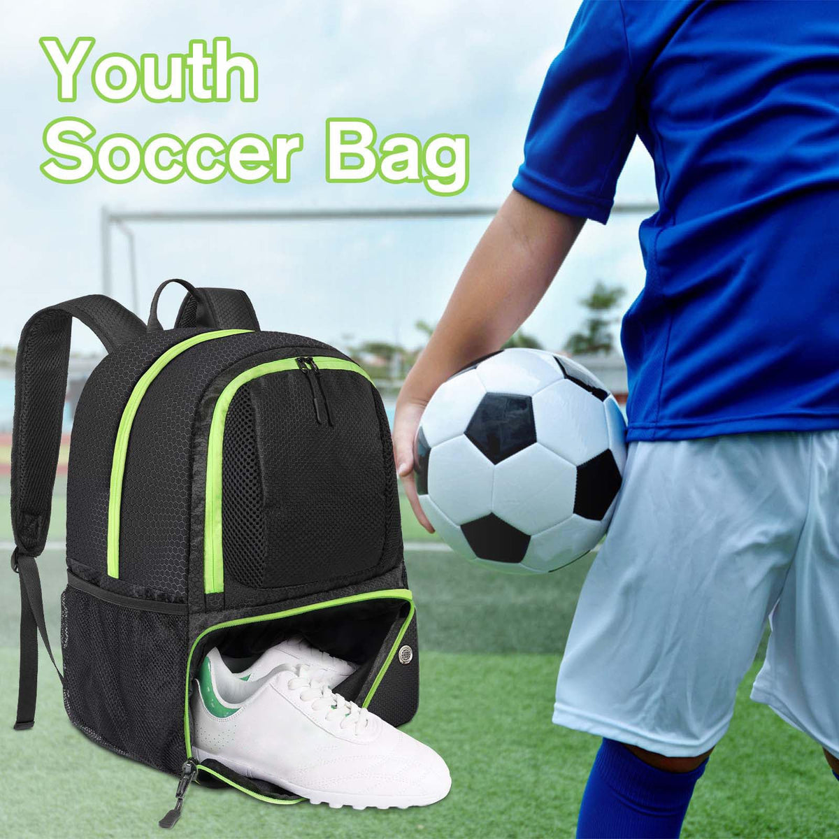 Soccer Backpack with Ball Holder and Shoe Compartment T4465