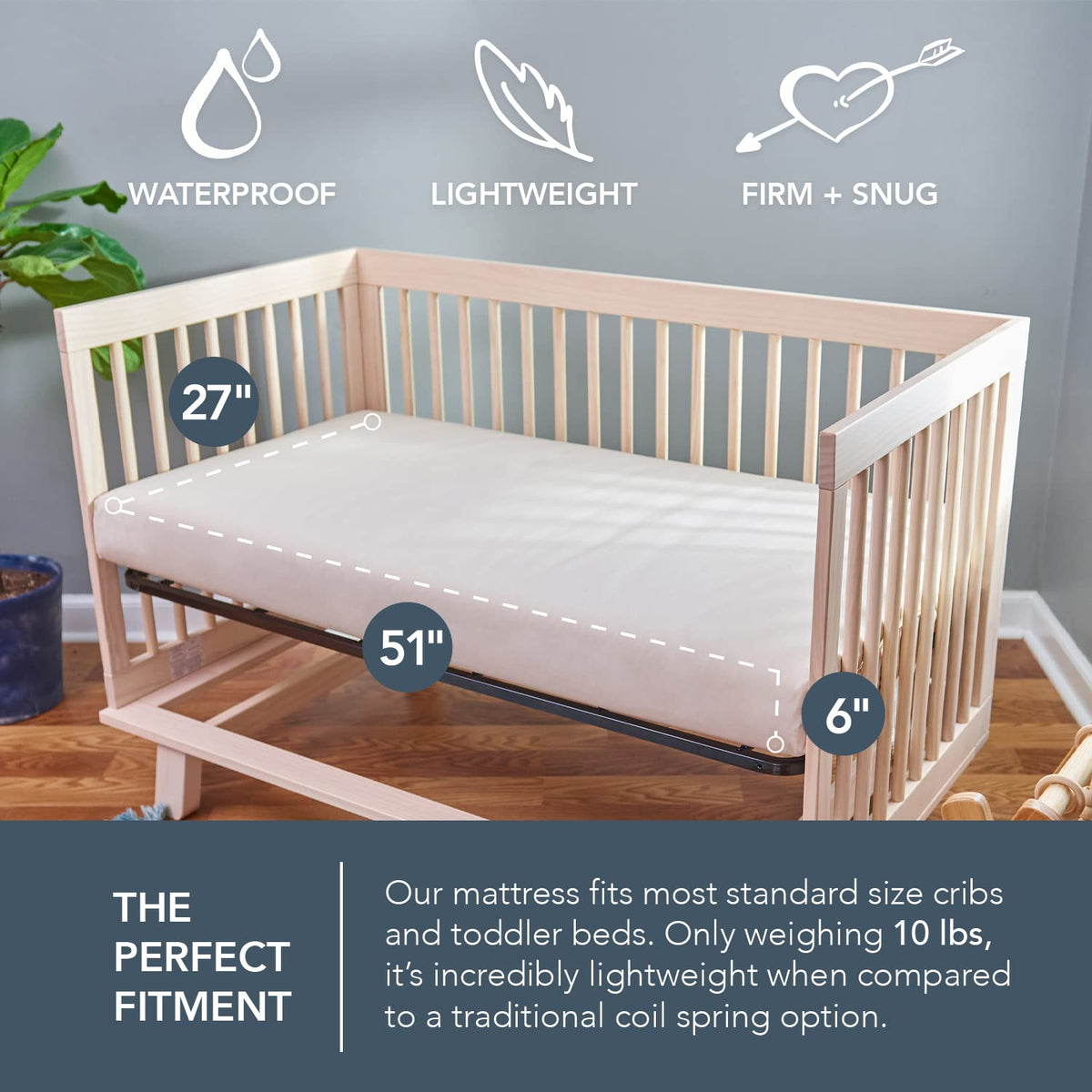 Organic 2-Stage Lightweight Waterproof Crib Mattress N269
