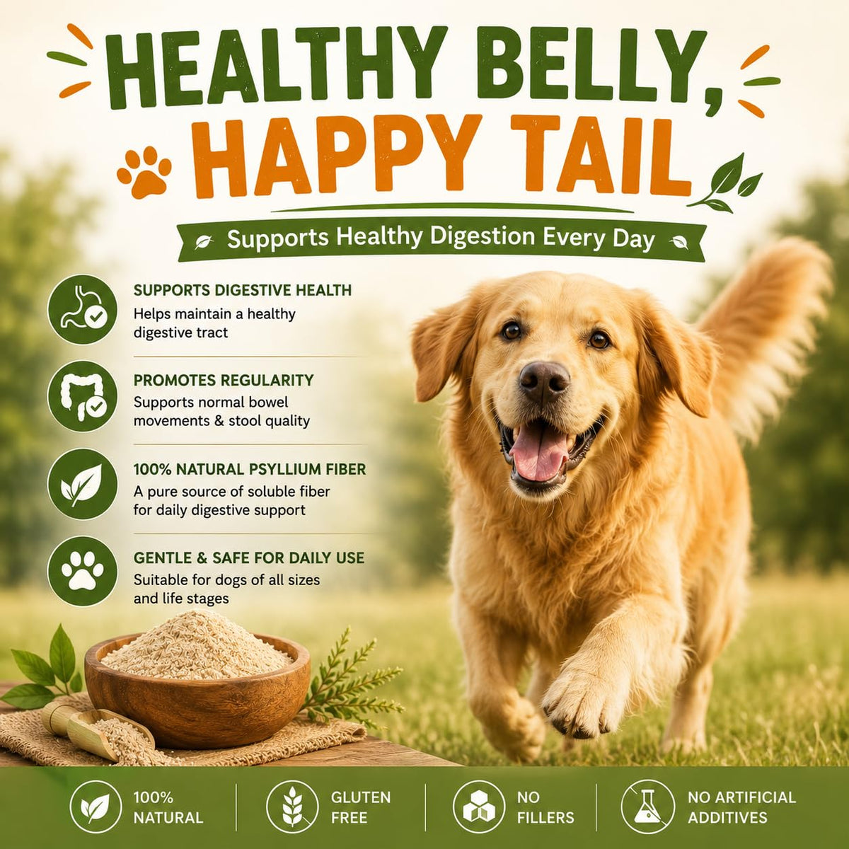 Psyllium Husk Powder for Dogs 9 oz H163