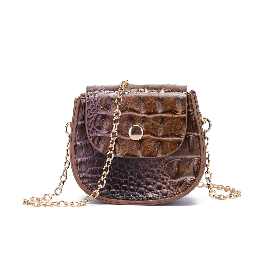 Mini Crocodile Embossed Leather Clutch I946