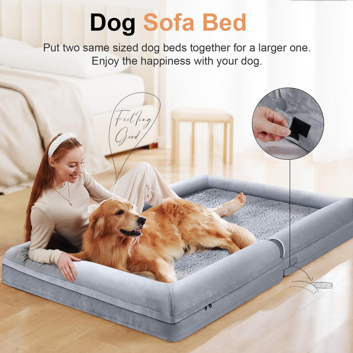 Light Grey 36 x 27 Inch Orthopedic Dog Bed W6911