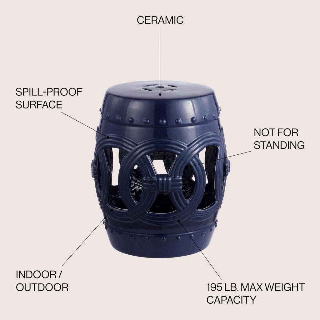 Navy Ceramic Garden Stool Side Table S14443