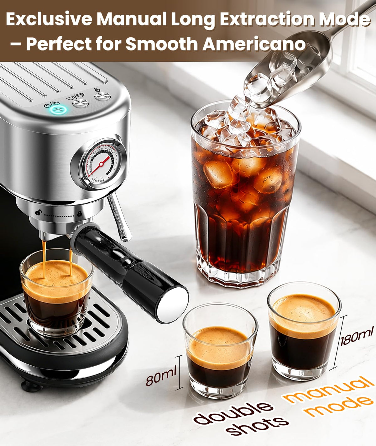 20 Bar Espresso Coffee Machine with Milk Frother Y778