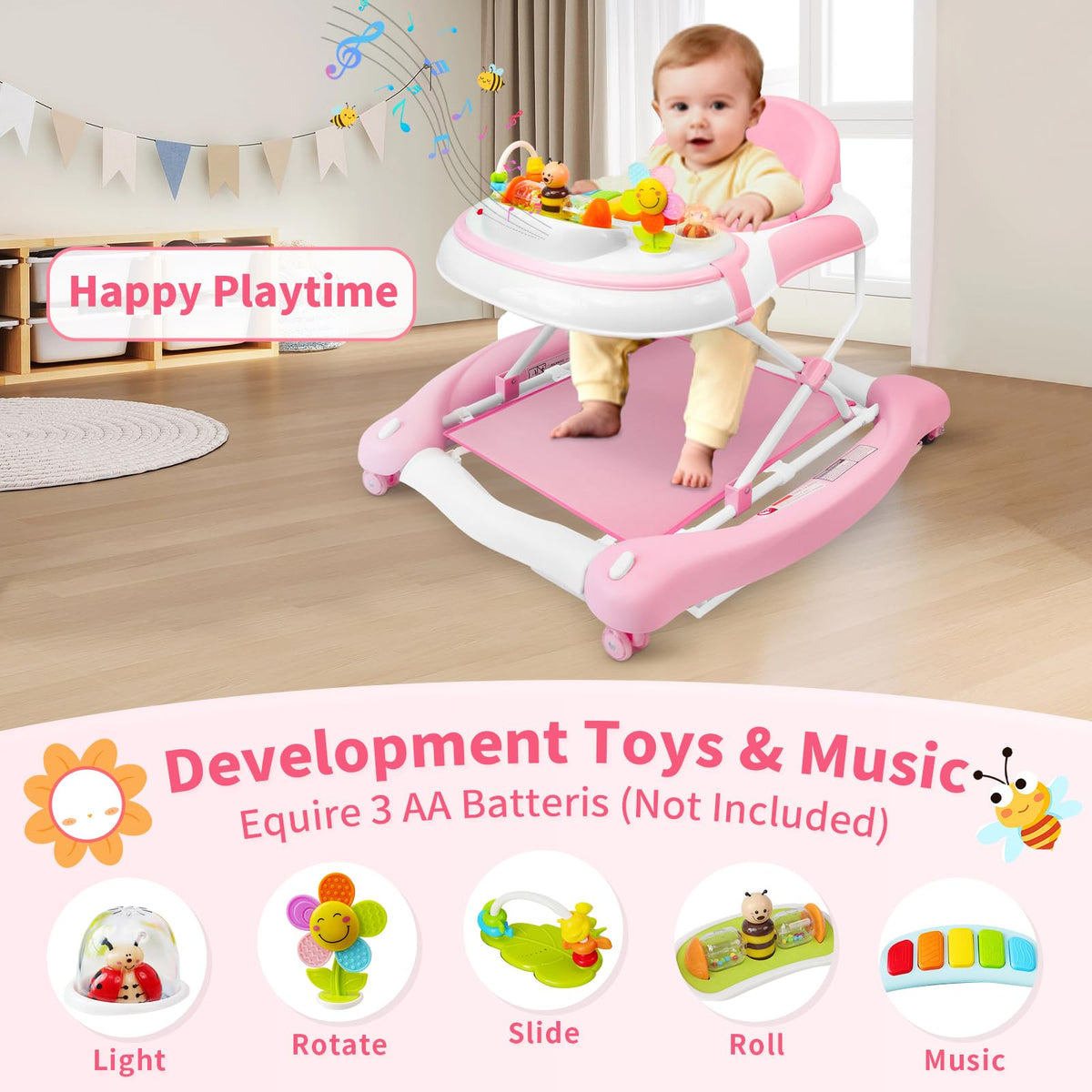 5 in 1 Foldable Baby Walker with Wheels and Bouncer N49223